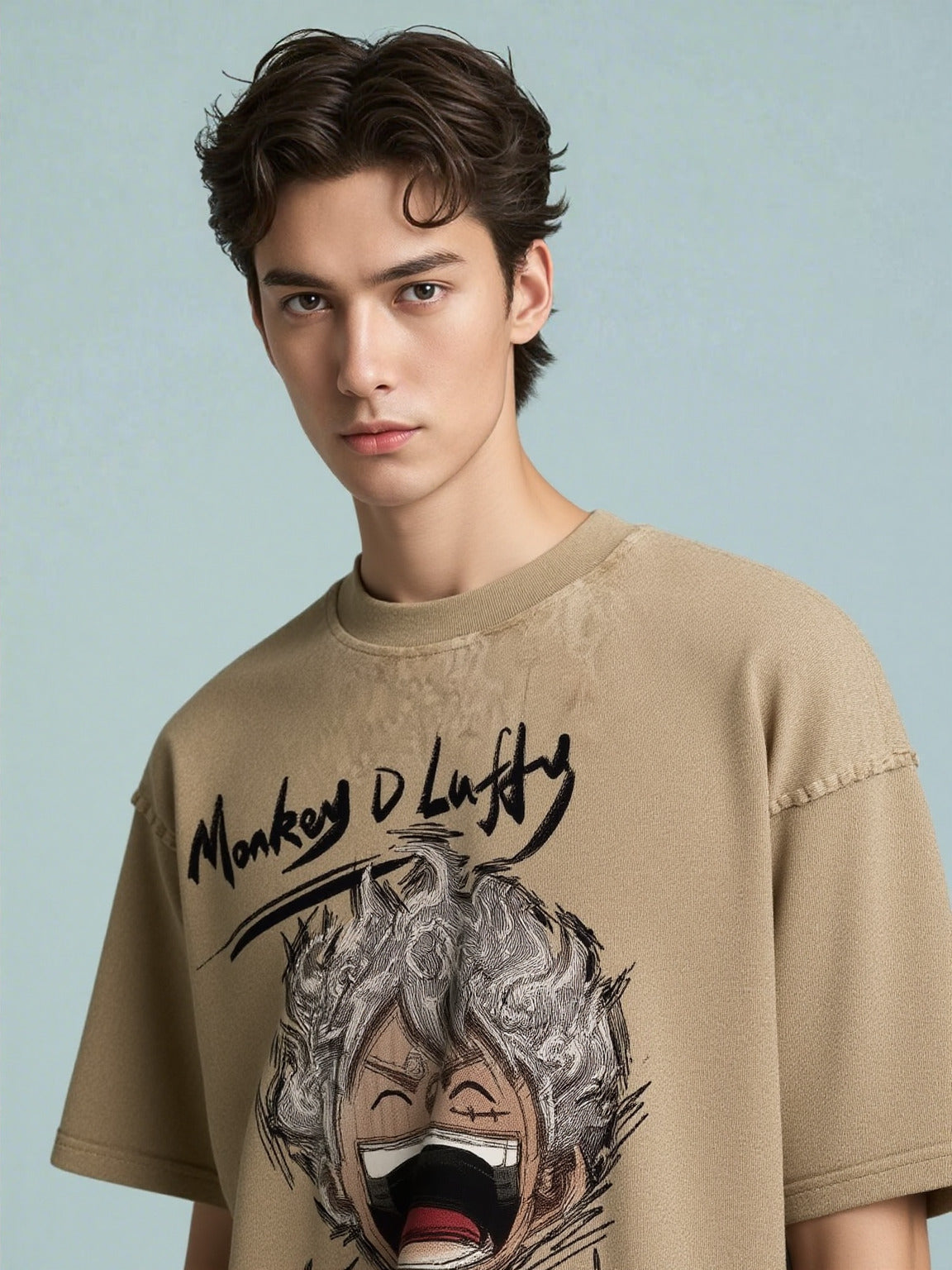 Monkey D Luffy Vintage Washed Oversized T - Shirt | Anime Graphic Tee